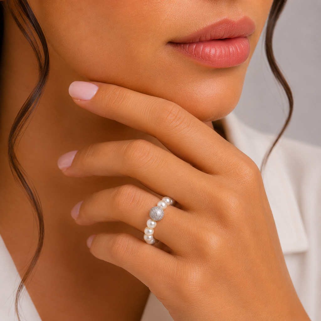 Anello filo di Perle a molla