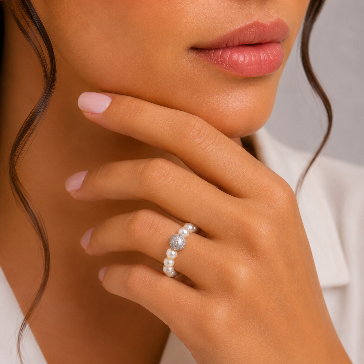Anello filo di Perle a molla