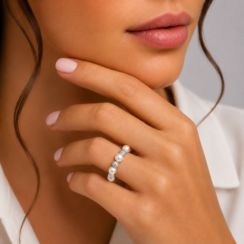 Anello filo di Perle a molla