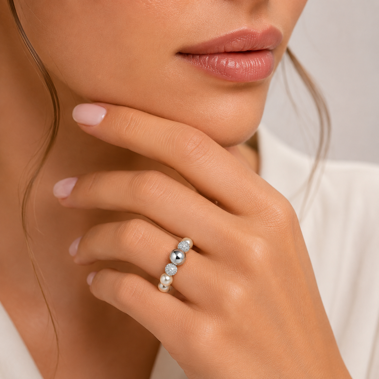 Anello filo di Perle a molla