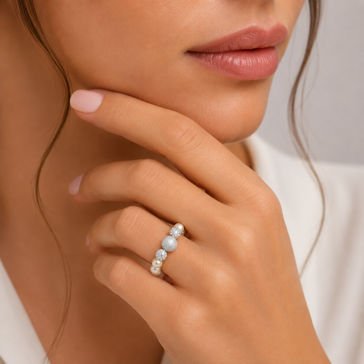 Anello filo di Perle a molla