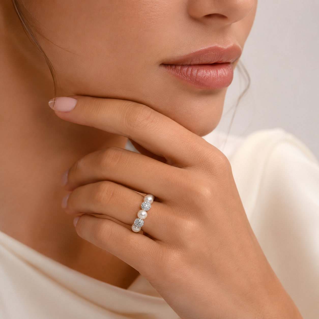 Anello filo di Perle a molla