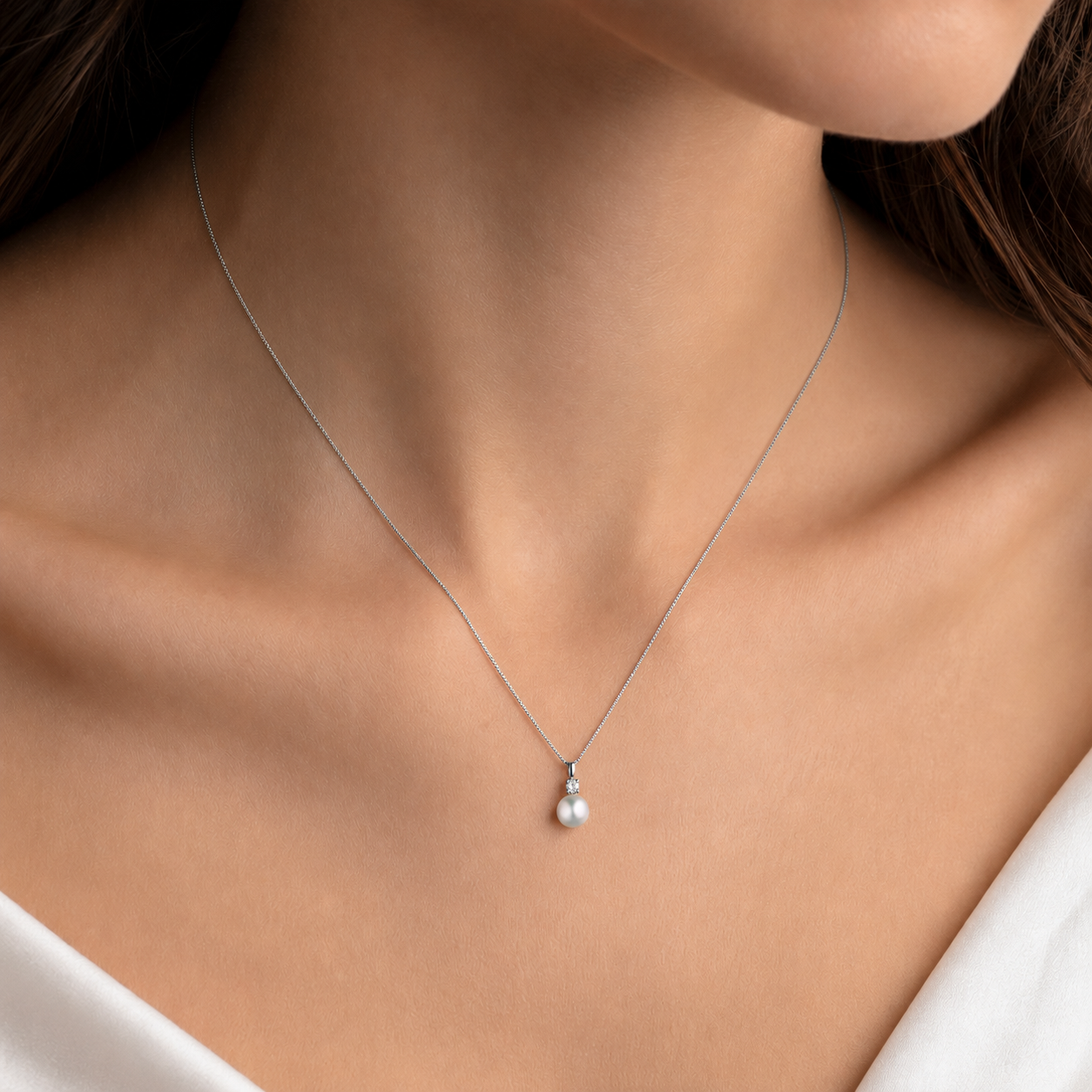 Catenina con Pendente Perla e Diamantino